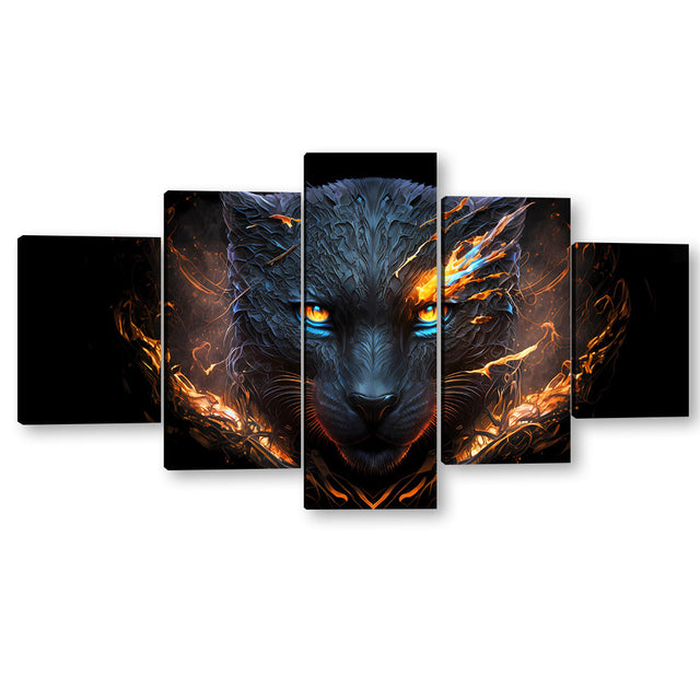 Fantasy Black Panther Face Canvas Wall Art