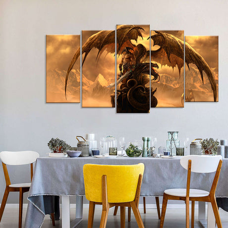 Fantasy Dragon with Rider Canvas Wall Art