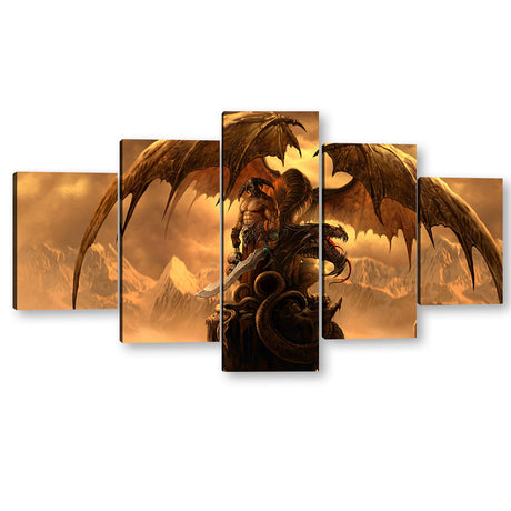 Fantasy Dragon with Rider Canvas Wall Art