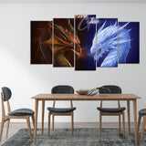 Fantasy Fire and Ice Dragon Canvas Wall Art