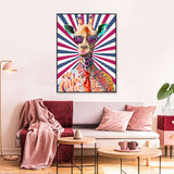 Fashion Giraffe With Eye Glasses Graffiti Canvas Wall Art