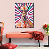 Fashion Giraffe With Eye Glasses Graffiti Canvas Wall Art