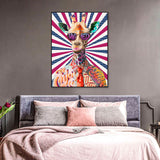 Fashion Giraffe With Eye Glasses Graffiti Canvas Wall Art