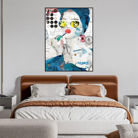 Fashion Smoking Girl Collage Art Graffiti Canvas Wall Art