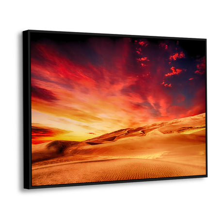 Fiery Desert Sunset - Vibrant Sand Dunes Canvas Wall Art
