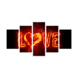 Fiery "Love" Flame Canvas Wall Art