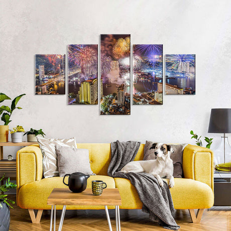 Fireworks in Bangkok Canvas Wall Art