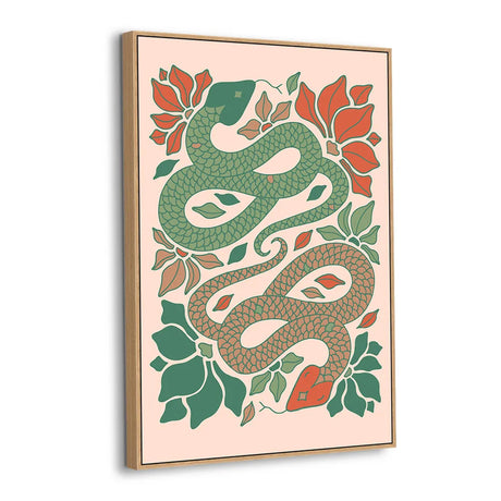 Floral Serpent Harmony Canvas Wall Art
