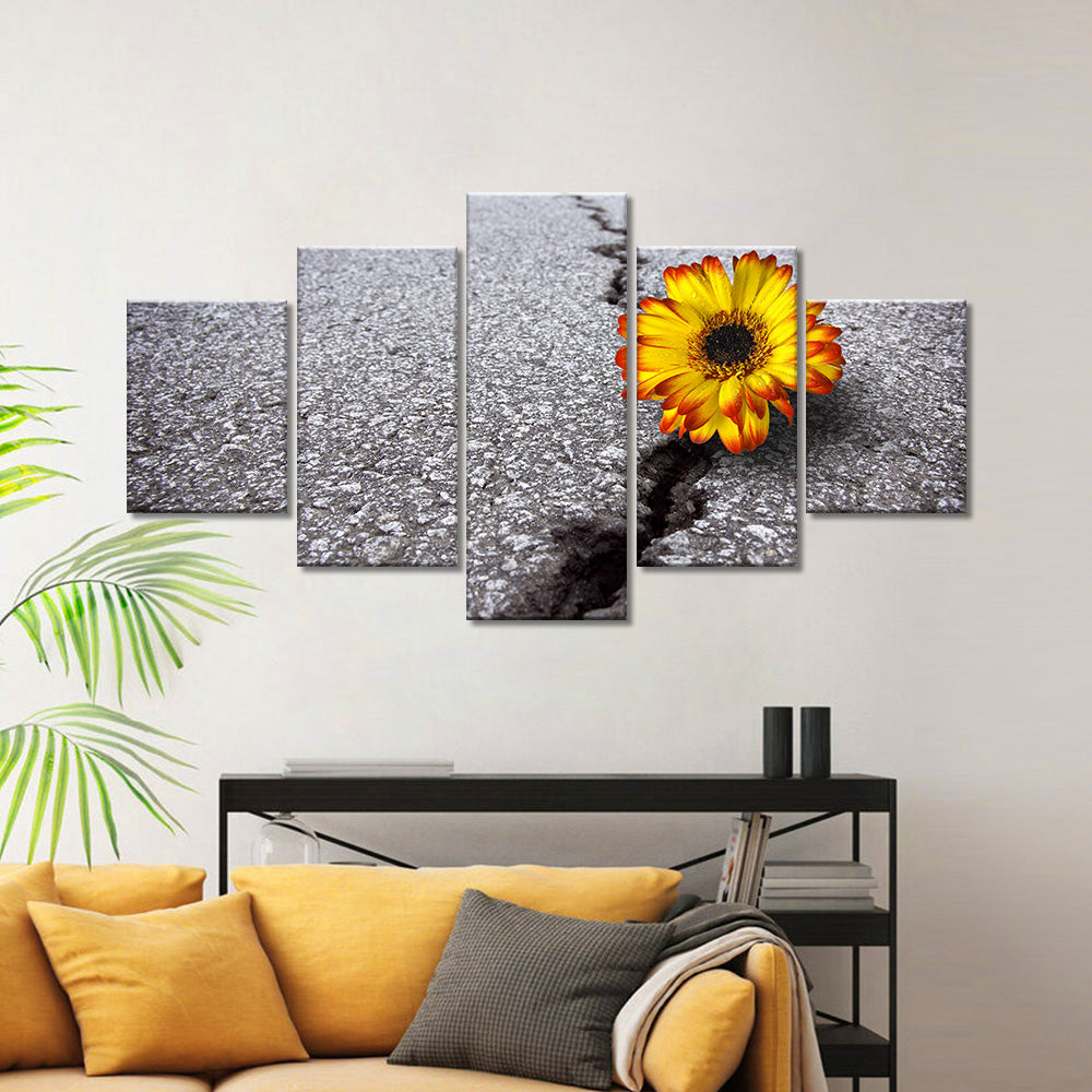 "Flower Growing Through Asphalt" Canvas Wall Art