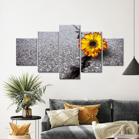 "Flower Growing Through Asphalt" Canvas Wall Art