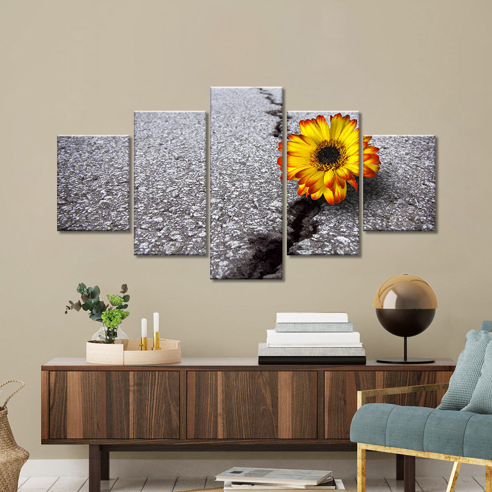 "Flower Growing Through Asphalt" Canvas Wall Art