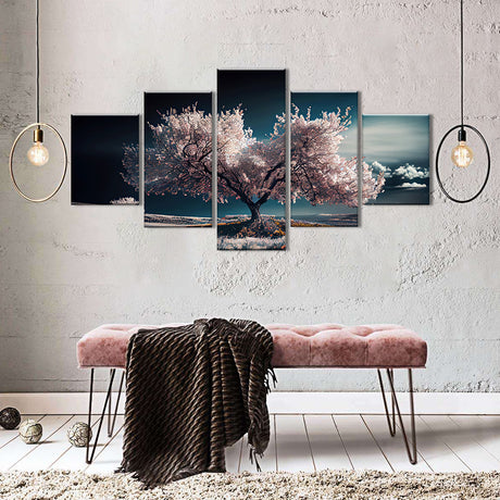 Flowering Tree Under a Dramatic Sky Canvas Wall Art