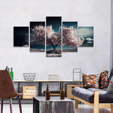 Flowering Tree Under a Dramatic Sky Canvas Wall Art