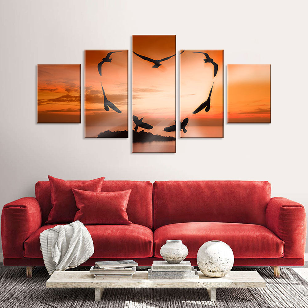 Serene Sunset Bird Canvas Wall Art