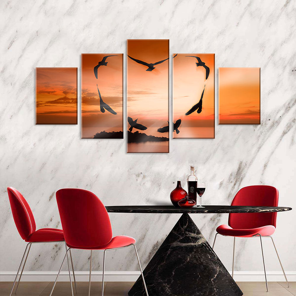 Serene Sunset Bird Canvas Wall Art