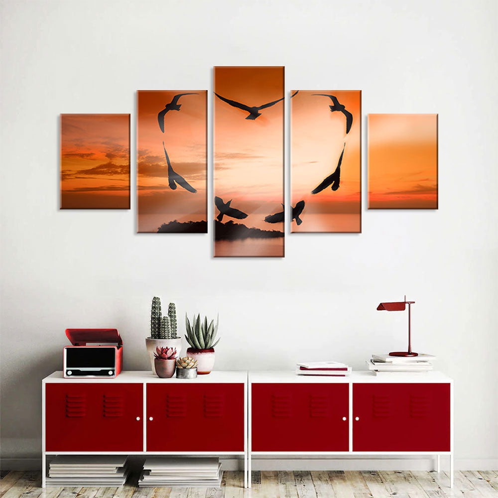 Serene Sunset Bird Canvas Wall Art