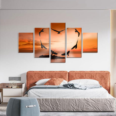 Serene Sunset Bird Canvas Wall Art