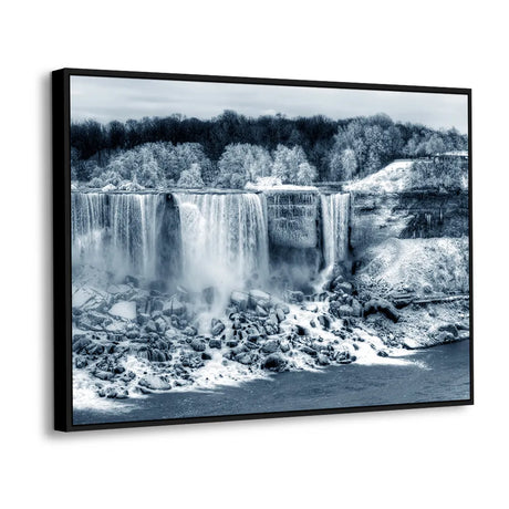 Frozen Majesty Winter Waterfall Canvas Wall Art
