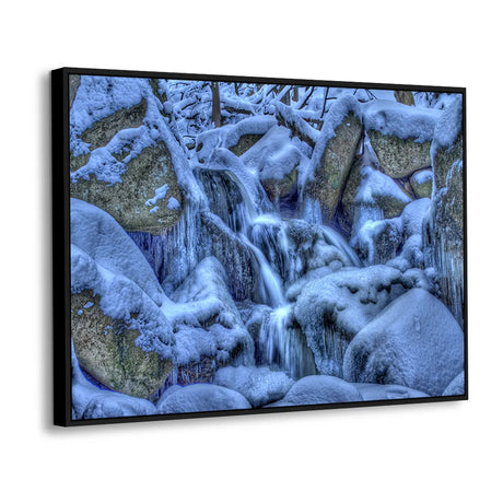 Frozen Serenity Waterfall Canvas Wall Art