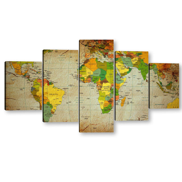 Geography World Map Canvas Wall Art