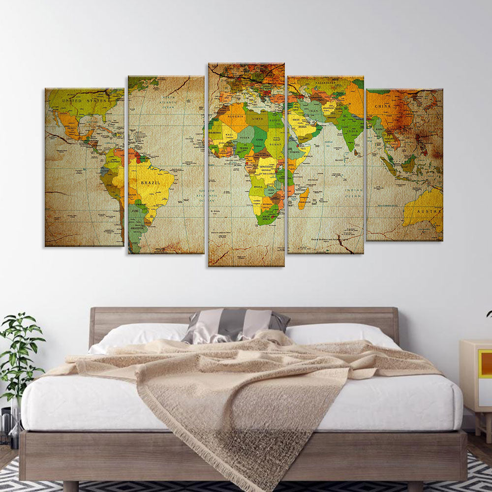 Geography World Map Canvas Wall Art