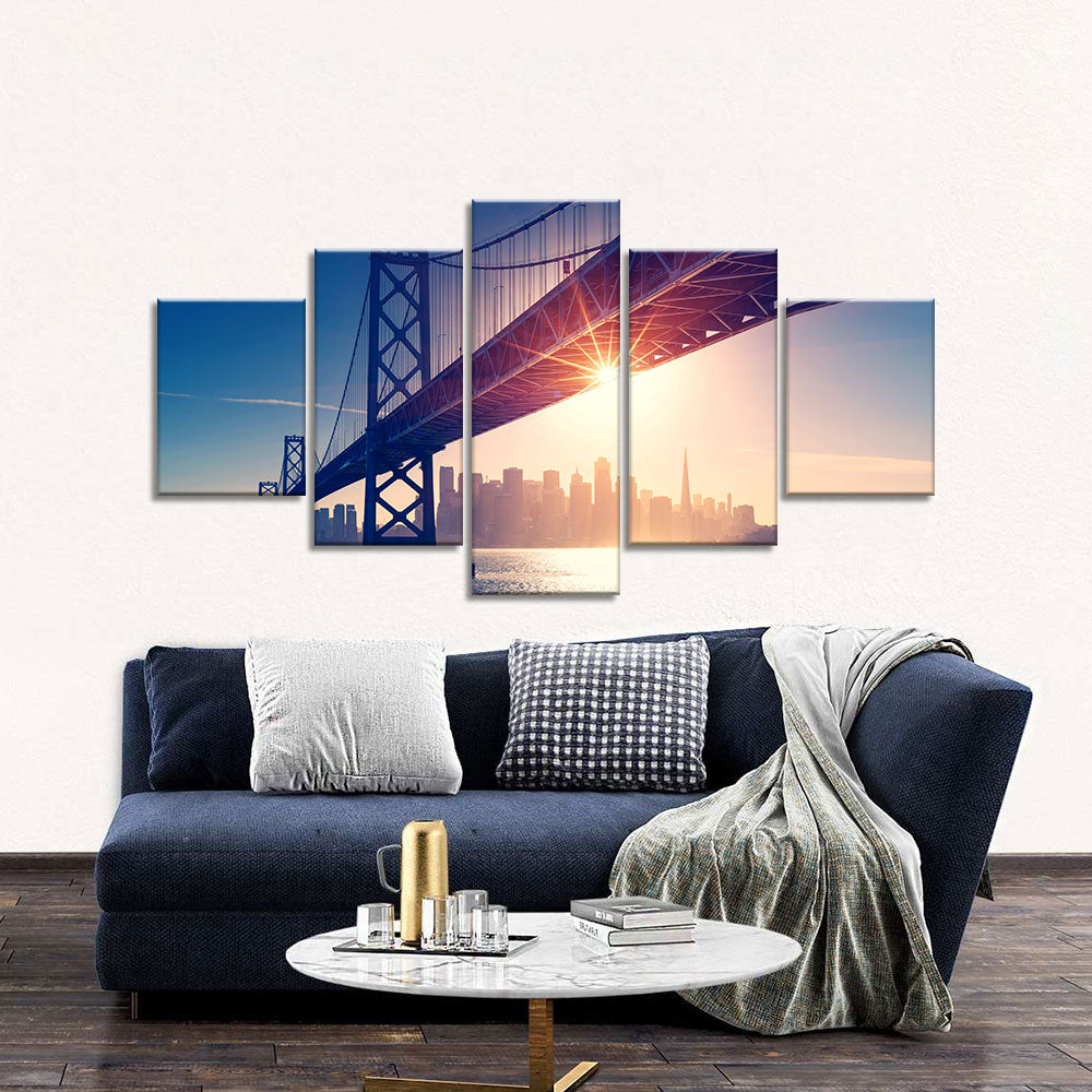 Golden Gate Bridge Canvas Wall Art - Sunset Serenity