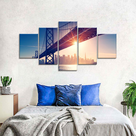 Golden Gate Bridge Canvas Wall Art - Sunset Serenity