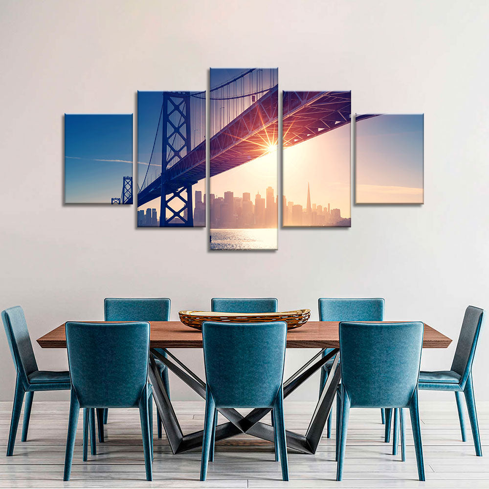 Golden Gate Bridge Canvas Wall Art - Sunset Serenity