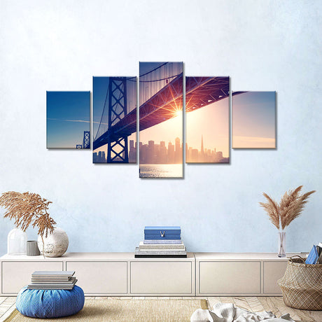 Golden Gate Bridge Canvas Wall Art - Sunset Serenity