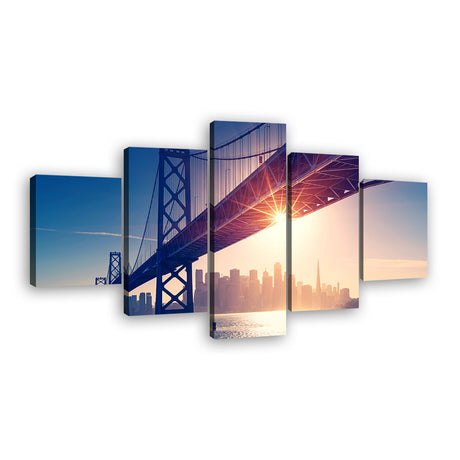 Golden Gate Bridge Canvas Wall Art - Sunset Serenity