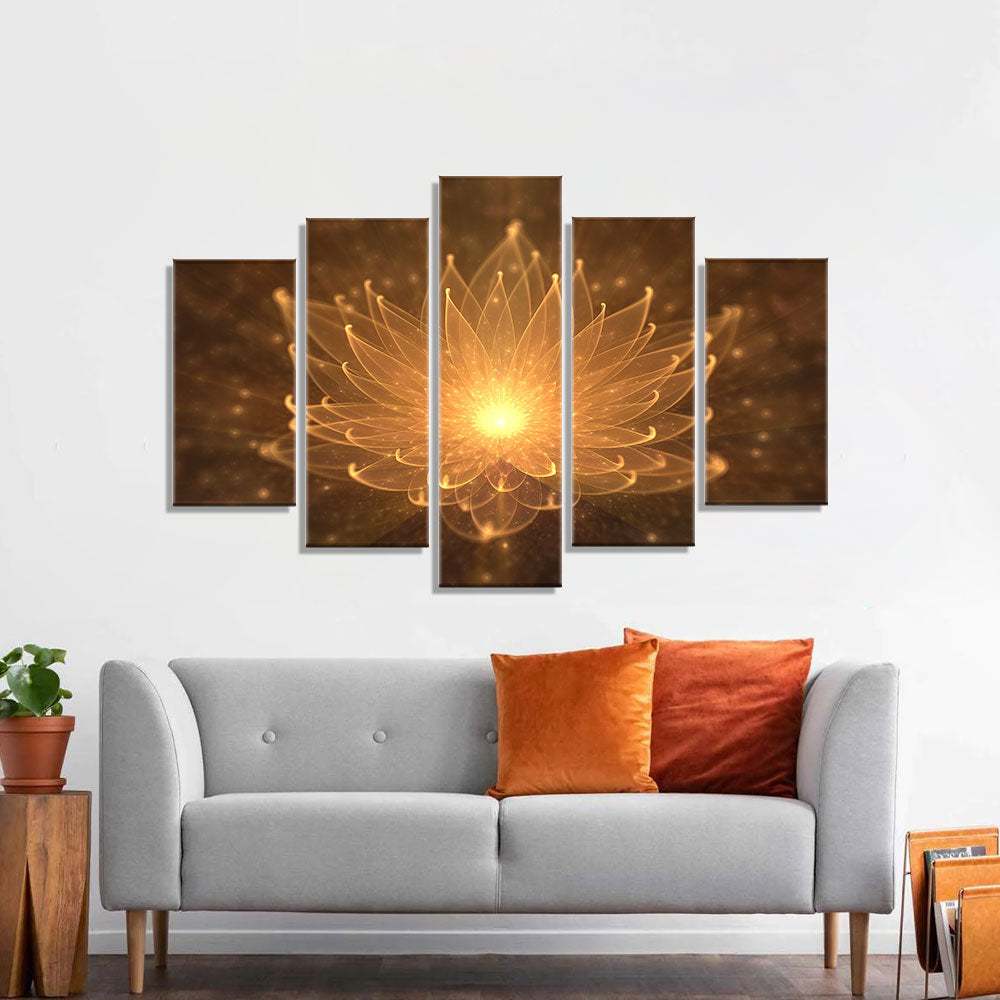 "Golden Lotus Glow" Canvas Wall Art/