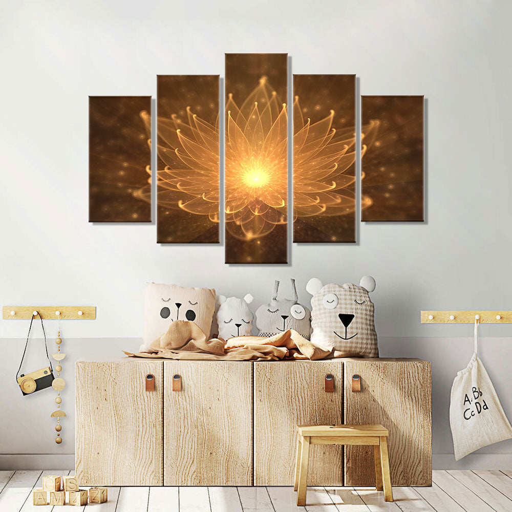 "Golden Lotus Glow" Canvas Wall Art