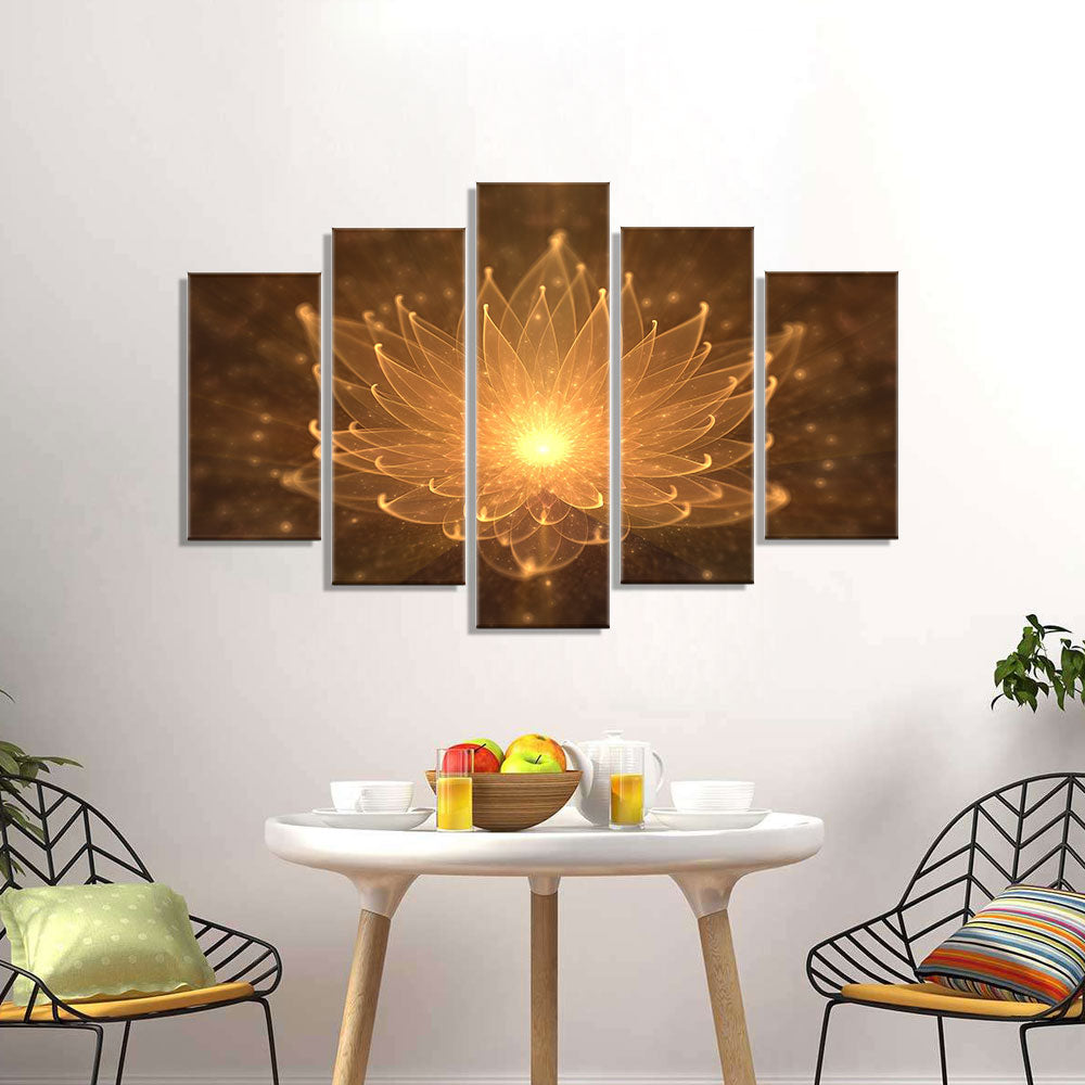 "Golden Lotus Glow" Canvas Wall Art