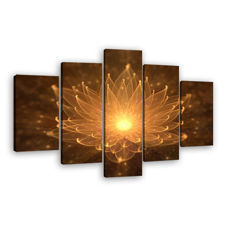 "Golden Lotus Glow" Canvas Wall Art