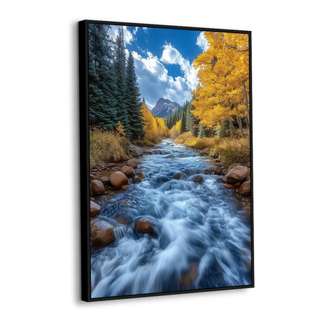 Golden Autumn Stream Canvas Wall Art