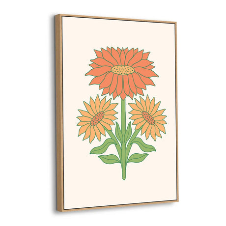 Golden Bloom Trio Botanical Canvas Wall Art