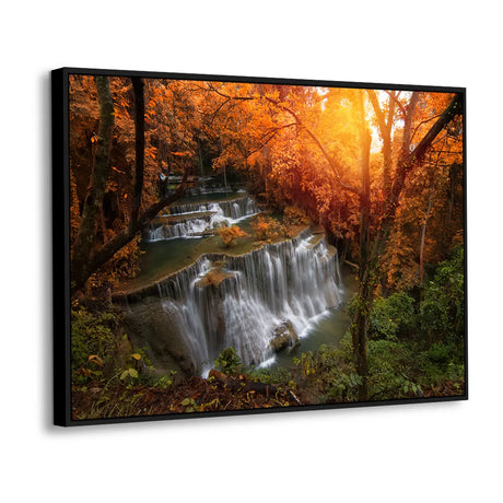 Golden Cascade Glow Waterfall Canvas Wall Art