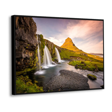 Golden Hour at Kirkjufell Waterfall Canvas Wall Art