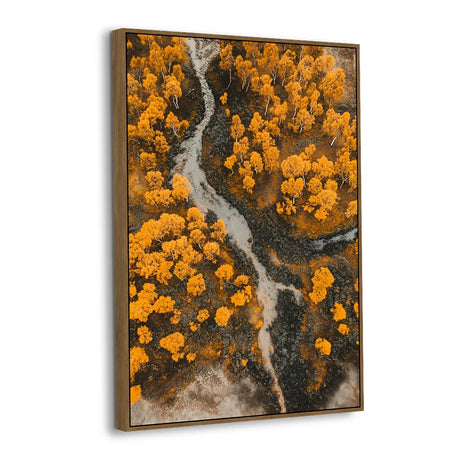 Golden Riverbend Aerial Canvas Wall Art