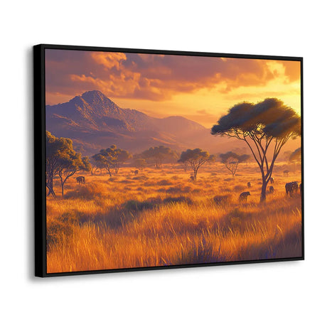 Golden Savanna Sunset Canvas Wall Art