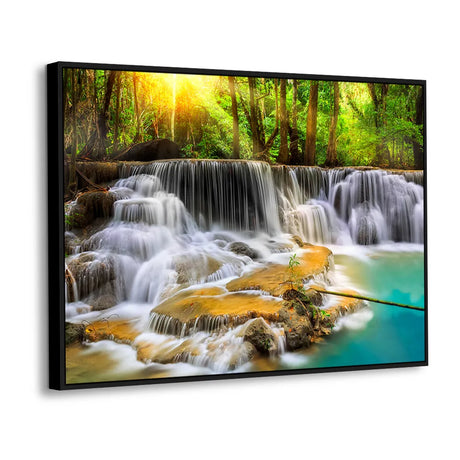 Golden Serenity Waterfall Canvas Wall Art