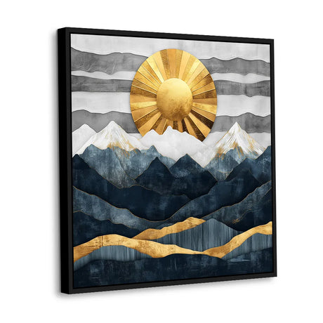 Golden Sun Over Mountains Canvas Wall Art