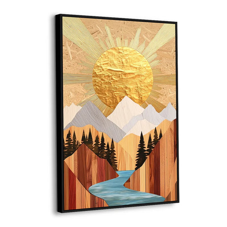 Golden Sunrise Over Mountain Stream Canvas Art