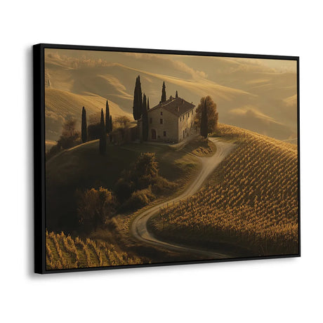Golden Vineyard Pathway Canvas Wall Art