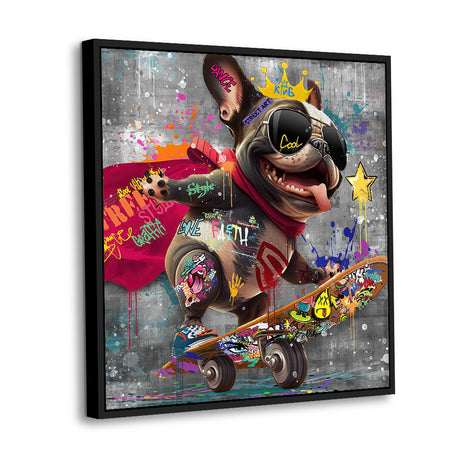 Graffiti French Bulldog Skateboard  – Urban Street Style Decor Canvas Wall Art