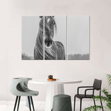 Gray Horse in Snow Canvas Wall Art