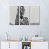 Gray Horse in Snow Canvas Wall Art