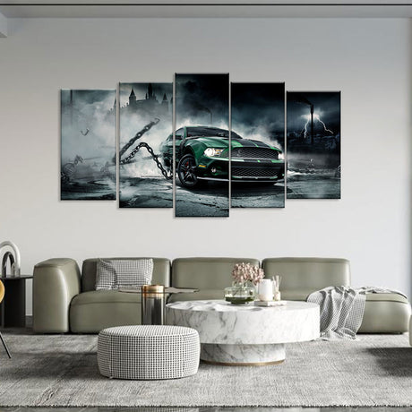 Green Mustang Monster Canvas Wall Art