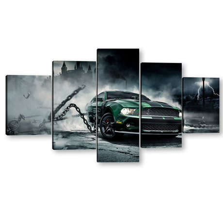 Green Mustang Monster Canvas Wall Art