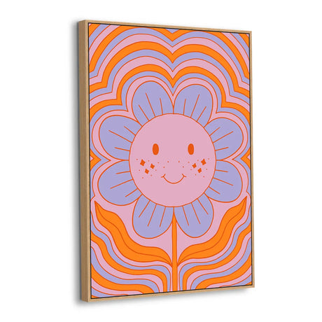 Groovy Smiling Flower Canvas Wall Art